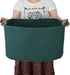 Large Rectangle Blankets Basket, 22"x17"x12" Woven Cotton Rope Storage Basket for Nursery Toy Basket, Dark Green