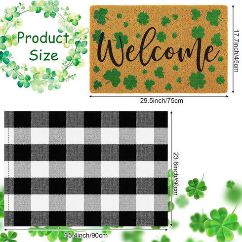 Fabbay 2 Pcs Fall Welcome Doormat, Layered Buffalo Plaid Rug, Pumpkin Rug for Halloween Thanksgiving Indoor Outdoor