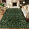 57 Dark Green Washable Floral Area Rug,Vintage Boho Soft Low-Pile Living Room