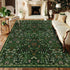 57 Dark Green Washable Floral Area Rug,Vintage Boho Soft Low-Pile Living Room