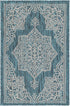 Unique Loom Outdoor Traditional Collection Area Rug - Antique (2' x 3' 1" Rectangle Teal/Ivory) by Unique Loom