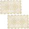 kilofly Crochet Cotton Lace Table Placemats Doilies Set, 2pc, Oblong, Beige, 15 x 23 inch