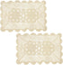kilofly Crochet Cotton Lace Table Placemats Doilies Set, 2pc, Oblong, Beige, 15 x 23 inch