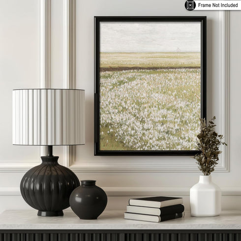 Poster Master Vintage Field of Blooming Wildflowers Poster, Spring Landscape Print for Farmhouse, Living Room or