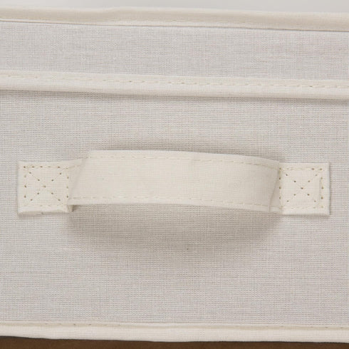 Household Essentials 113 Large Storage Box with Lid and Handle - Natural Beige Canvas