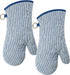 1 Pair Yarn Dyed Oven Mitts, 100% Cotton Heat Resistant 470 Degree Gloves for Cooking & Baking (Blue)
