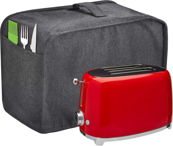 Toaster Cover with 2 Pockets, Dust & Fingerprint Protection, Machine Washable (2 Slice, Grey)