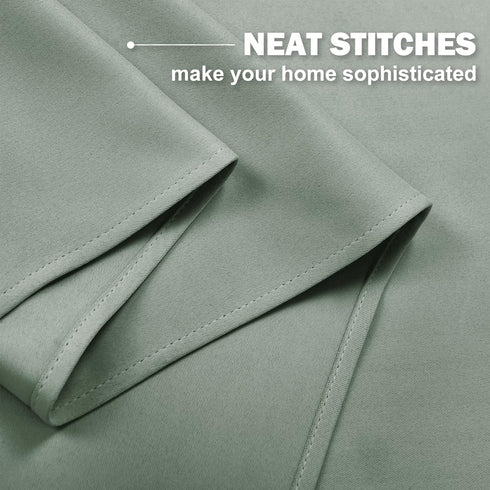 NICETOWN Blackout Tiers Valance Curtain, 2 Panels 52" x 30", Thermal Insulated Grommet, Greyish Green for Kitchen/Office
