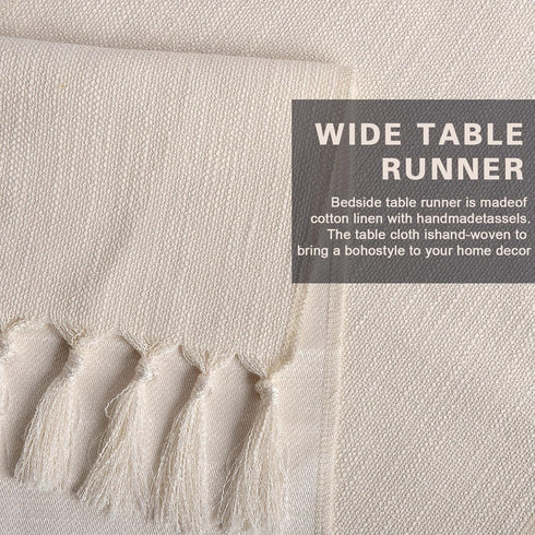 36 Inches yuboo Boho Nightstand Dresser Cover Top for Bedroom, Short Cream Small Farmhouse Coffee Table Runner , Rustic