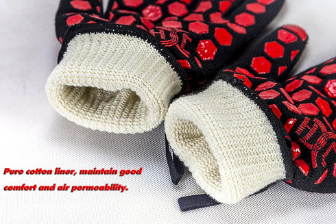 J H Heat Resistant Oven Glove: EN407 Certified 932 °F, Silicone Coating, Oven Mitts for Cooking, Grilling, Camping