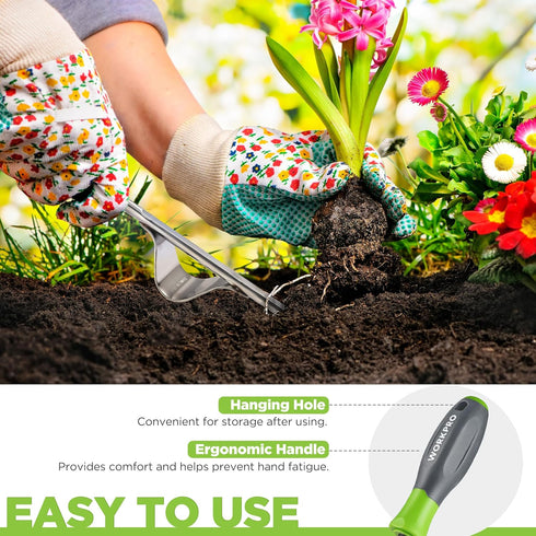 WORKPRO Weed Puller Tool, Heavy Duty Stainless Steel with Soft Handle for Easy Weed Removal & Root Digging