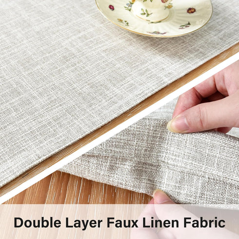 13x36 Inch Farmhouse Rustic Faux Linen Table Runner Neutral Beige Table Runners Double Layer Reversible Rectangle