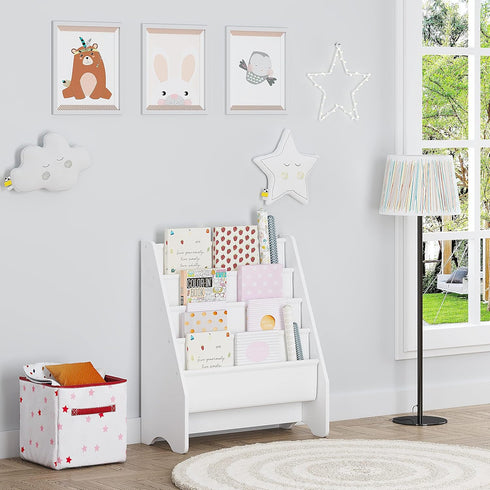 4 UTEX Kids Bookshelf Storage, Book Shelf for Kids Rooms, Tier Sling Bookshelf for Kids, Toddler, Magazine Book Rack