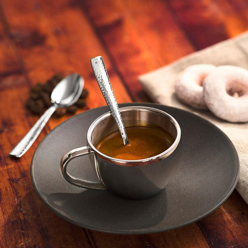 Hudson Essentials 4.6-inch Hammered Demitasse Espresso Spoons, Set of 6, 18/10 Stainless Steel Mini Coffee Spoons