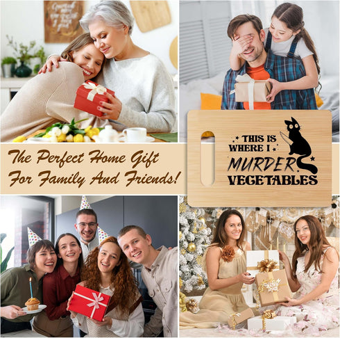Funny Bamboo Cutting Board Gift, "This Is Where I Murder Vegetables," Home Kitchen Decor