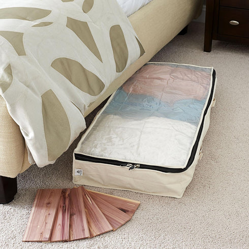 Household Essentials Cotton Canvas Under Bed Clothing and Linen Storage Bag | Natural by Household Essentials