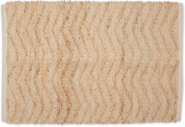 DII Woven Rugs Collection Hand-Loomed Jute, Off-White Chevron, 2x3'