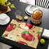 Greeeen Placemats Set of 6, Red Apples Place Mats for Dining Table, Washable Cotton Linen