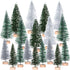 18Pcs Miniature Pine Trees Set, Sisal Trees with Wood Base for Christmas Crafting and Designing, Mixed Size