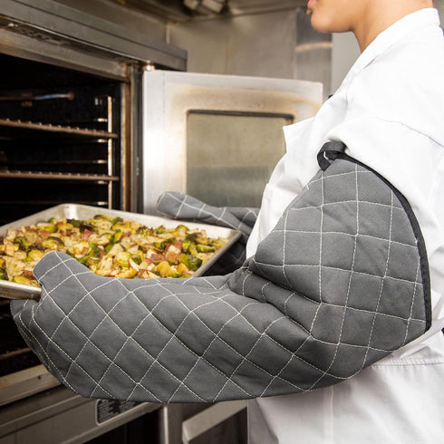 BestGuard Commercial Heat Protection Oven Mitts by Carlisle FoodService Products, 24" Length, Black, Up to 450° F (Pair)