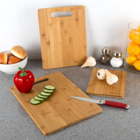 Classic Cuisine 3 Piece Set Bamboo Cutting Board, Natural