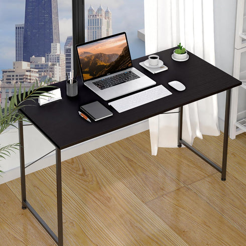 YSSOA Modern Simple Computer Desk for Home Office Work, 47 Inch Writing Table with Headphone Hooks, Basic Black