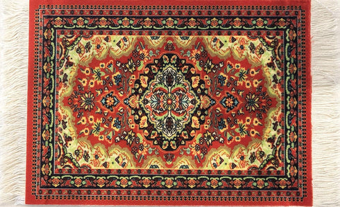 Carpet Coasters, Set of 4, Turkish Rug Style Table Drink Mats, Absorbent Kitchen and Dining Accessories