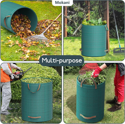 79 3 Packs, Mokani Reusable Yard Waste Bags, Gallon Lawn and Leaf Bags Heavy Duty Garden Bags With Reinforced Handles