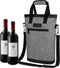 OPUX Insulated Leakproof Two Bottle Wine Bag Carrier - Portable Wine Case for Travel, Heather Grey