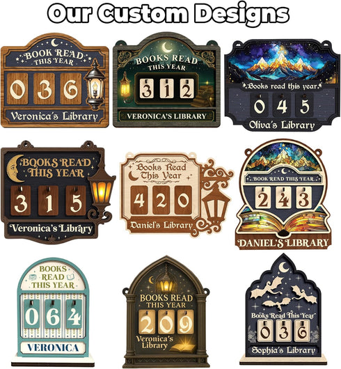 Counter, FF754 Books Read This Year Reading Tracker Sign for Home Library Decor, Book Suncatcher Ornament, Book Lover