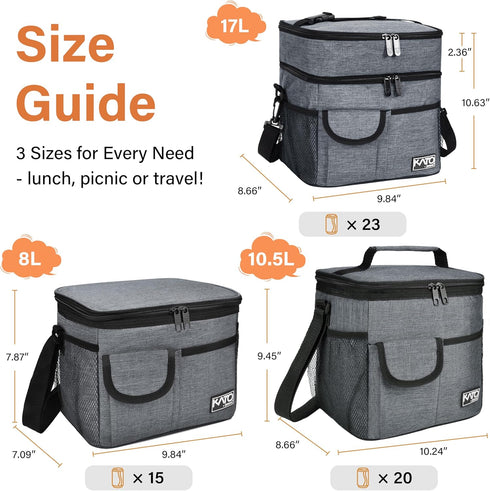 Tirrinia Insulated Lunch Bag, Leakproof Lunch Box for Adults and Kids, Soft Cooler Bag for Work, School, Picnic,