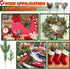 Yunlly 60 Pcs Christmas Artificial Green Pine Needles, Christmas Floral Picks Artificial Holly Red Berry Twig Stem Pine