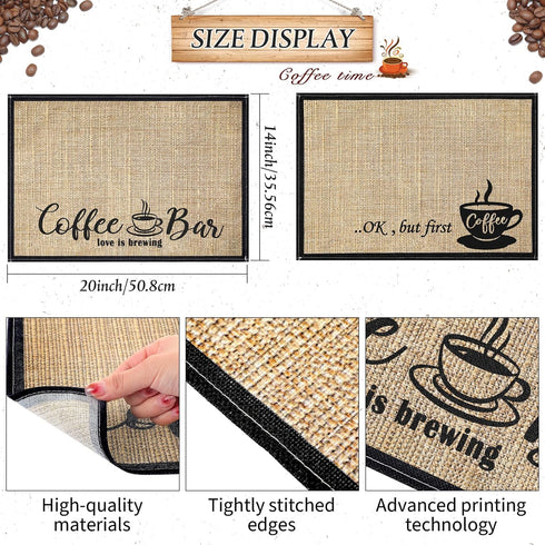 2 20 14 Inch Countertops,Coffee Cunhill Pieces Coffee Bar Mat,Coffee Bar Accessories x Coffee Bar Decoration Coffee
