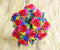 Ooki 12 Long Stem Artificial Silk Rainbow Rose Flower Bush Bouquet for Home Decor