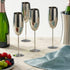 Oak & Steel 4 Silver Stainless Steel Champagne Flutes with Gift Box, 284 ml - Elegant & Unbreakable for Outdoor Parties