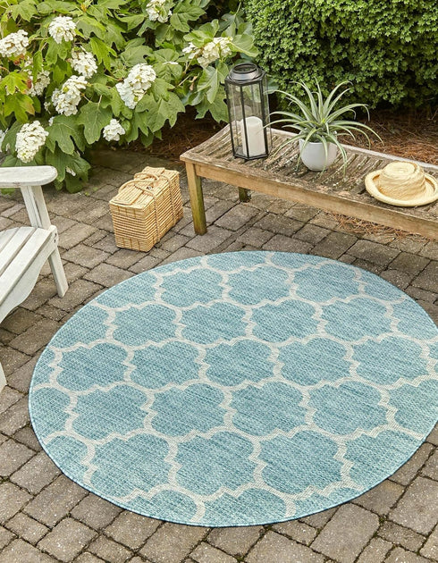 Unique Loom Trellis Collection Area Rug, Moroccan Inspired Lattice Design for Indoor/Outdoor Décor, 3 ft 3 in Round,