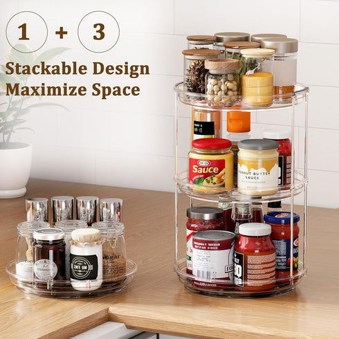 2 Pack 2 9.25 inch, Countertop, Tier Lazy Susan Turntable Organizer Rotating Spice Rack Organization for Cabinet