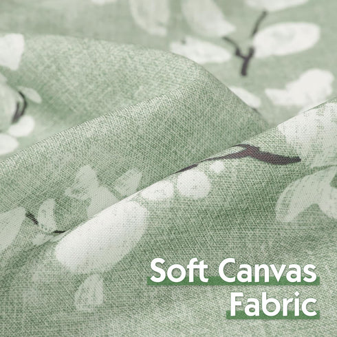 FMFUNCTEX Green White Kitchen Tier Curtains 24 Inch Length, Blossom Print Half Window Drapes for Bathroom