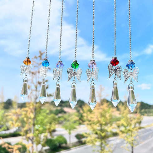 7-Piece Crystal Guardian Angel Suncatcher with Icicle Prisms