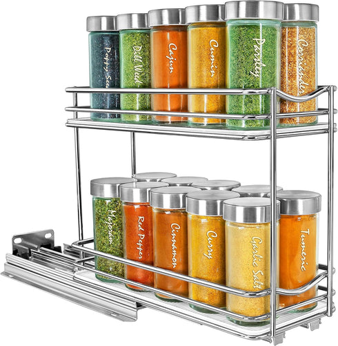 4-3/8 inch 2 LYNK PROFESSIONAL Pull Out Spice Organization for Cabinets - Wide Spice Rack for Inside Cabinets, Slide