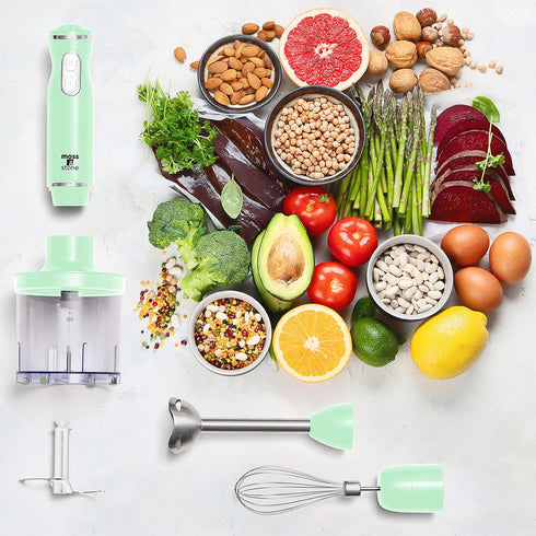 Moss & Stone Hand Blender Electric, 300 Watt Stick Blender with Egg Whisk & Chopper