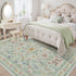 Girls,5x7 Green Floral Rug for Washable Botanical Bedroom Rug for Nursery, Playroom or Kids Room,Soft Non-Slip Carpet