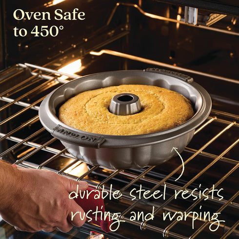 Anolon Advanced Nonstick Fluted Mold Baking Pan, 9.5 Inch, Carbon Steel, Gray