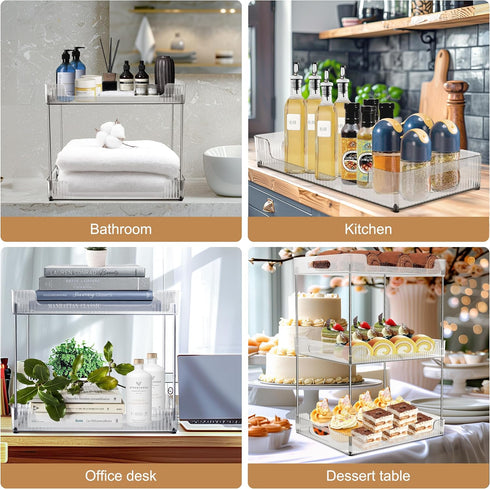 3 Counter A4 Countertop Goderewild Tier Bathroom Organizer, Multi-Purpose Cosmetics Skincare Shelf, Fits Size Makeup