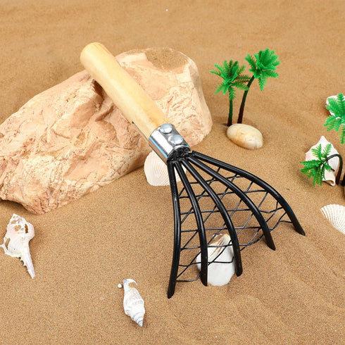 Yardwe 2pcs Rake with Mesh Net, 10 Inch Garden Rake & Clamming Claws Shell Clam Digger Seafood Tool