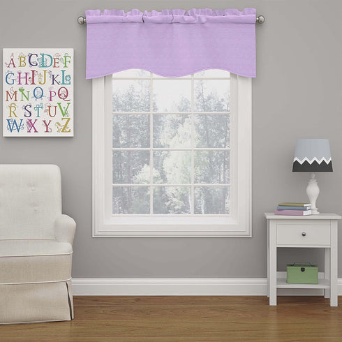 Eclipse Kendall Modern Scalloped Valance Rod Pocket Window Curtain, Light Purple, 42" x 18"