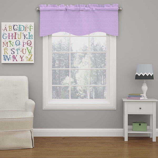 Eclipse Kendall Modern Scalloped Valance Rod Pocket Window Curtain, Light Purple, 42" x 18"