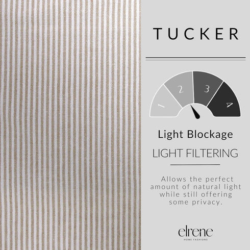 Elrene Home Fashions Tucker Ticking Stripe Tier Window Curtains, Set of 2, 30" x 24"