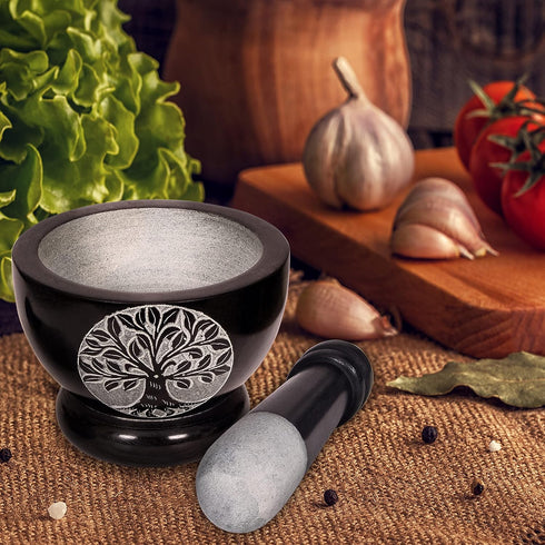 Mortar and Pestle - Heavy Duty Polished Hard Stone Grinder for Spices, Herbs, and Seasoning