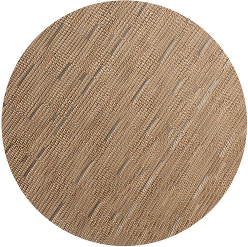 SHACOS Round Table Placemats Set of 7, Woven Vinyl Wedge Placemats, Heat Resistant, Tan